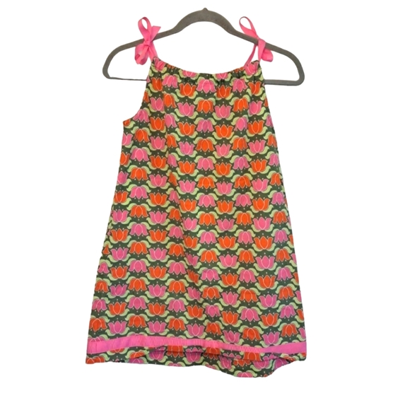 Hanna Andersson Tulip Floral Print Tie Shoulder Dress Size 130/8 - Picture 2 of 5
